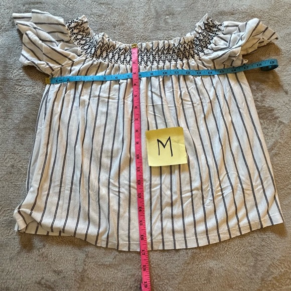 American Eagle white with black vertical stripes blouse Size M - Picture 4 of 10